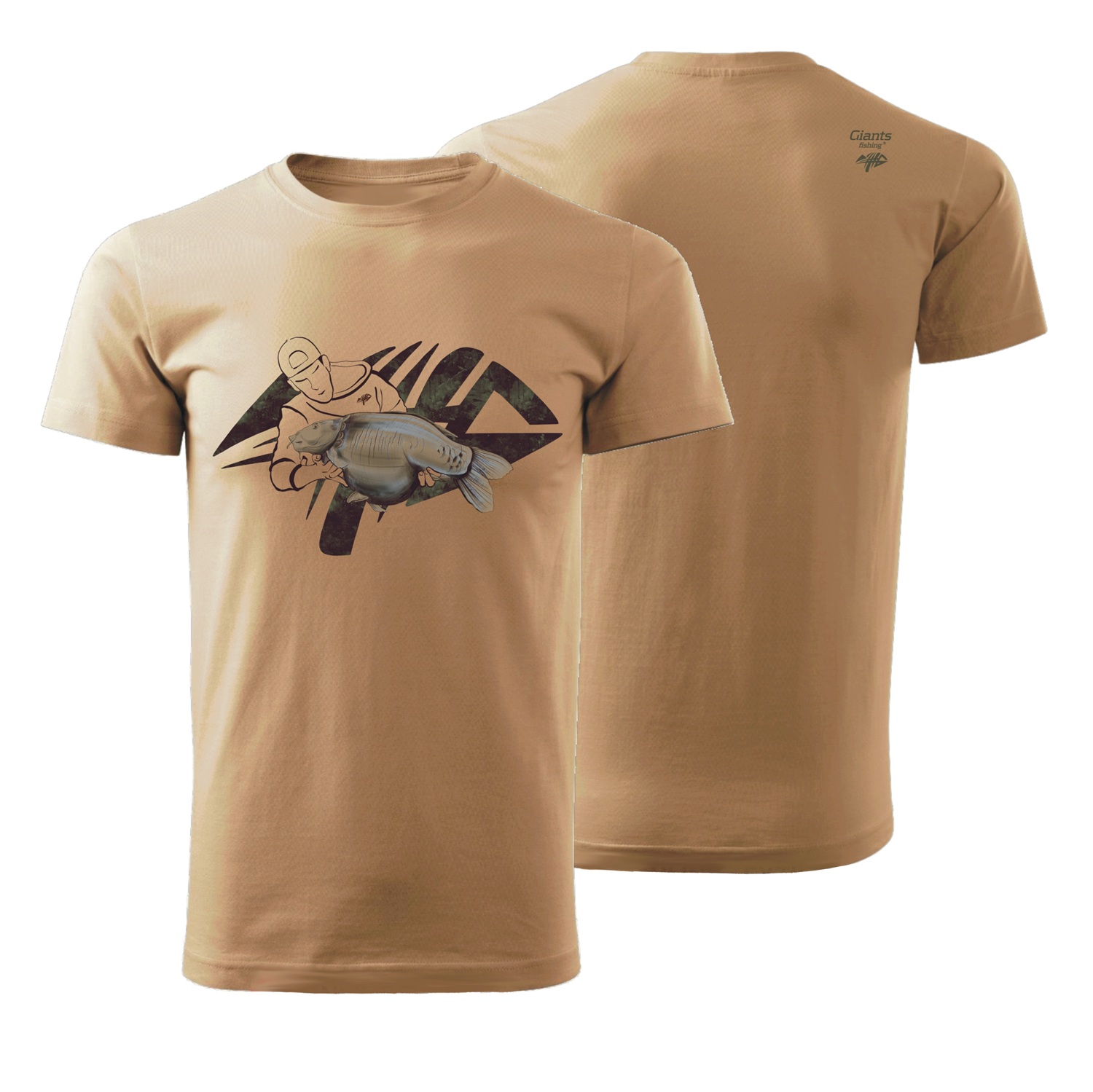 Giants fishing Tričko pánské béžové Rybář s kaprem
