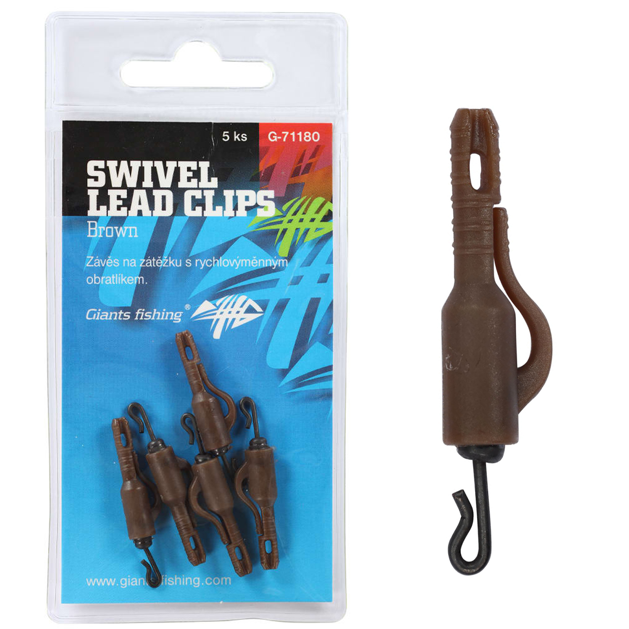 Giants fishing Závěs na boční olovo Swivel Lead Clips Brown 5ks